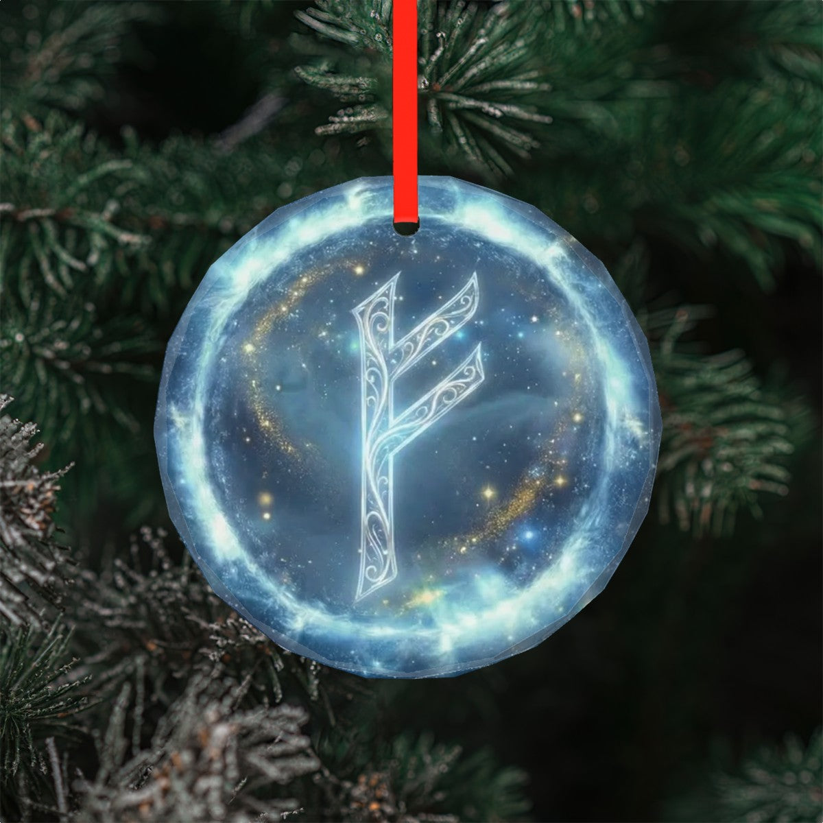 Fehu Schutzrune – Kristallglas-Anhänger (Celestial Futhark Collection)