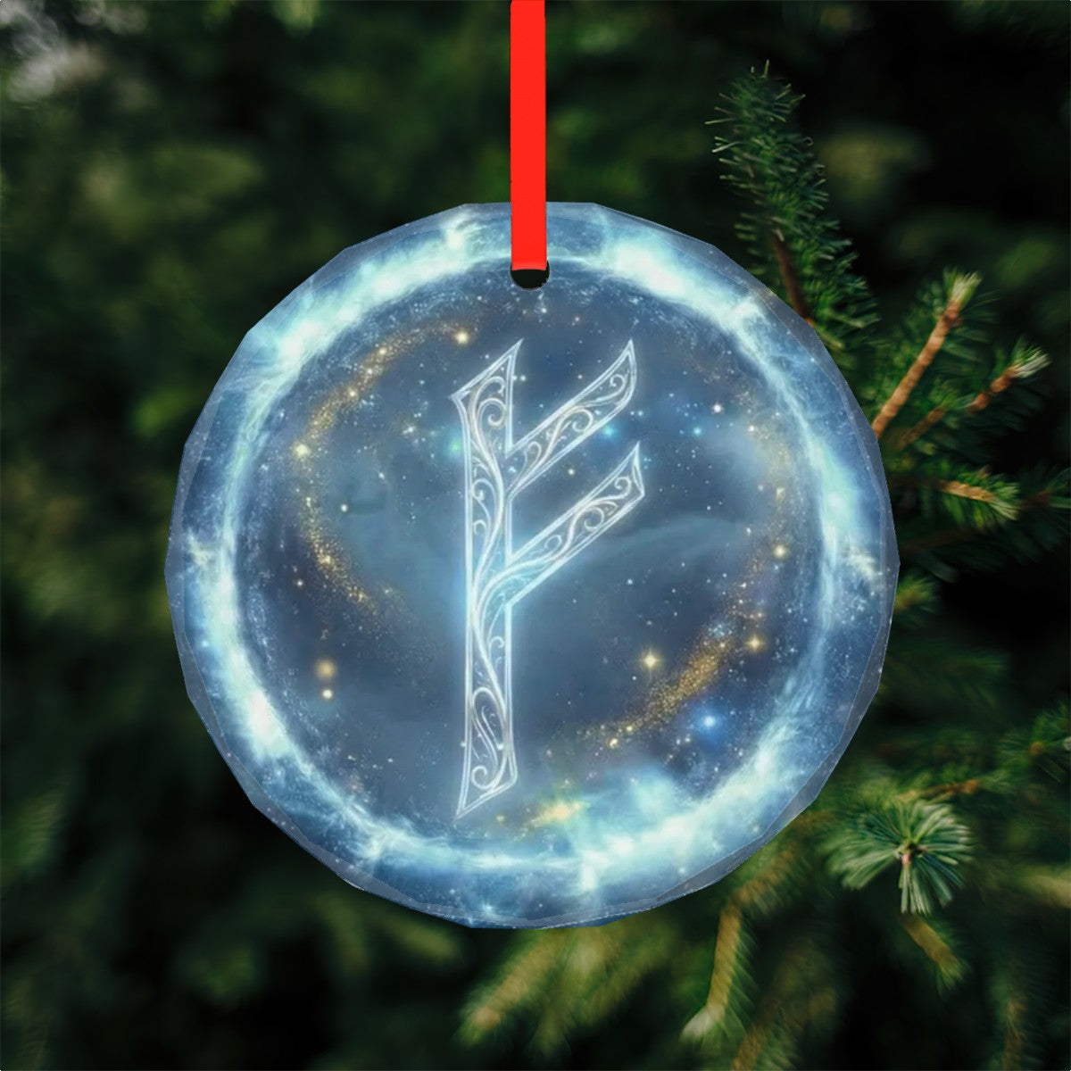 Fehu Schutzrune – Kristallglas-Anhänger (Celestial Futhark Collection)