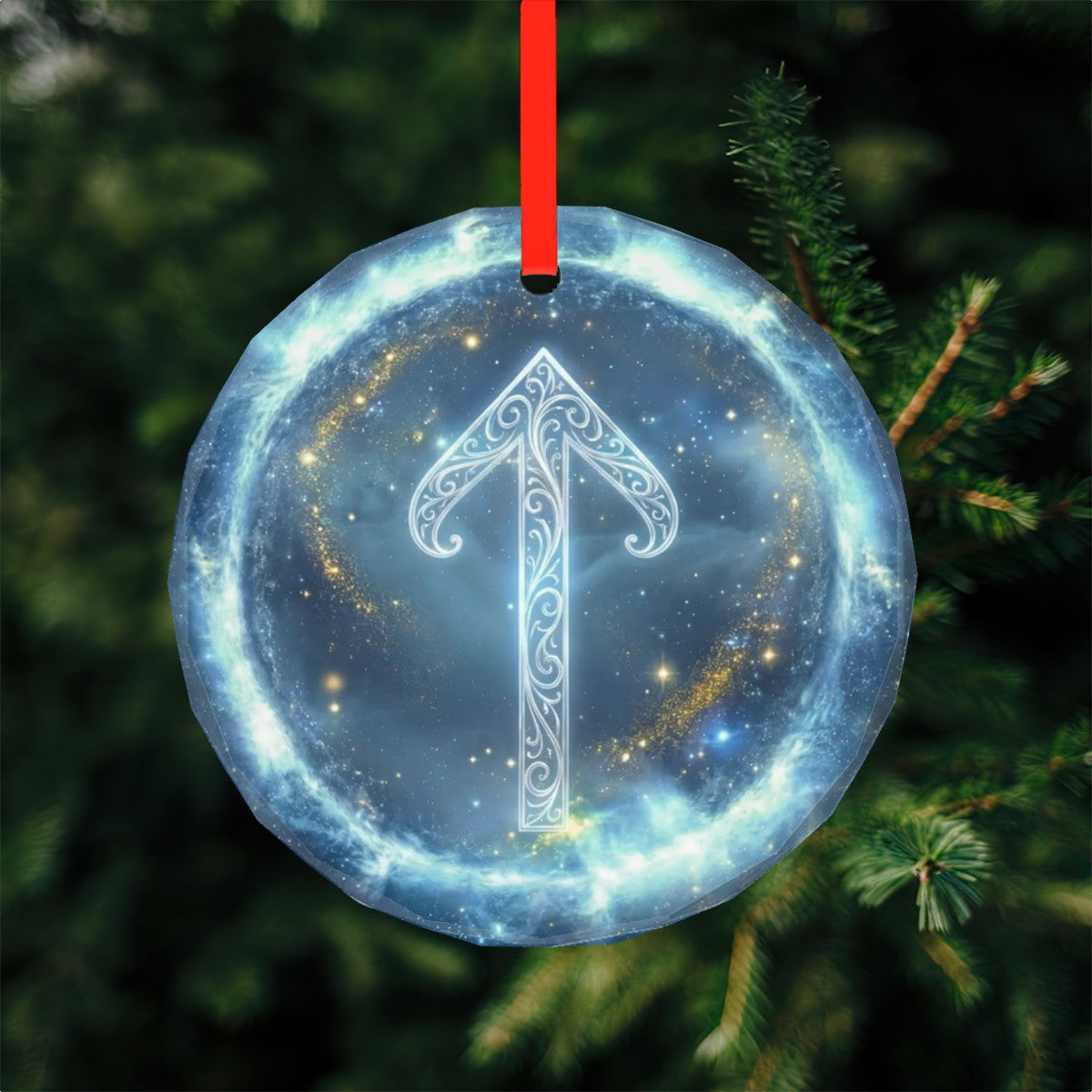 Tiwaz Schutzrune – Kristallglas-Anhänger (Celestial Futhark Collection)