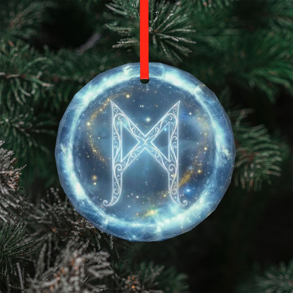 Mannaz Schutzrune – Kristallglas-Anhänger (Celestial Futhark Collection)