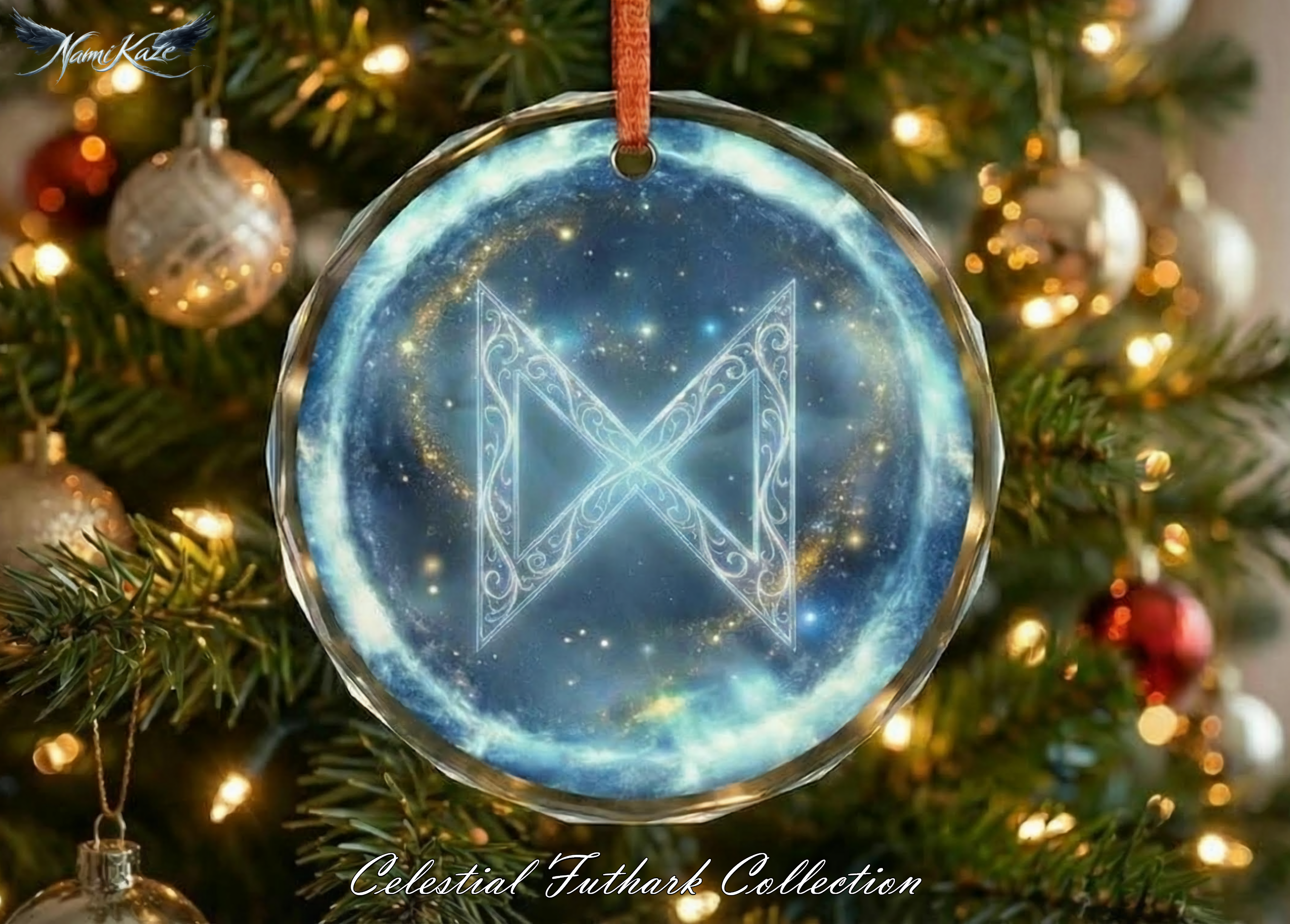 Dagaz Schutzrune – Kristallglas-Anhänger (Celestial Futhark Collection)