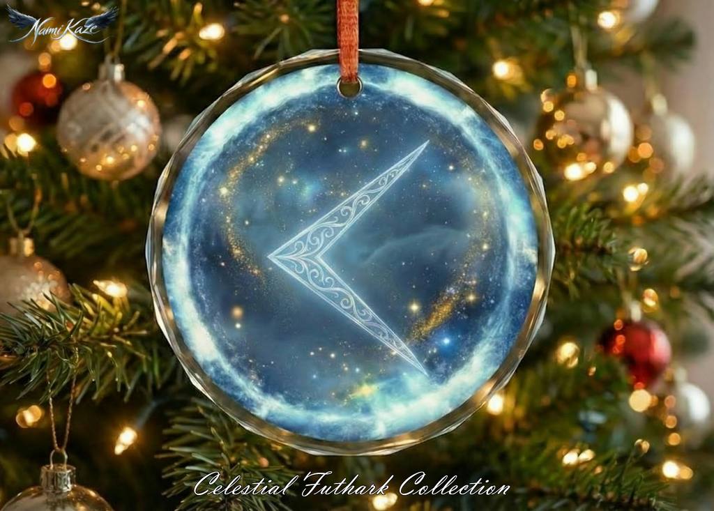 Kenaz Schutzrune – Kristallglas-Anhänger (Celestial Futhark Collection)