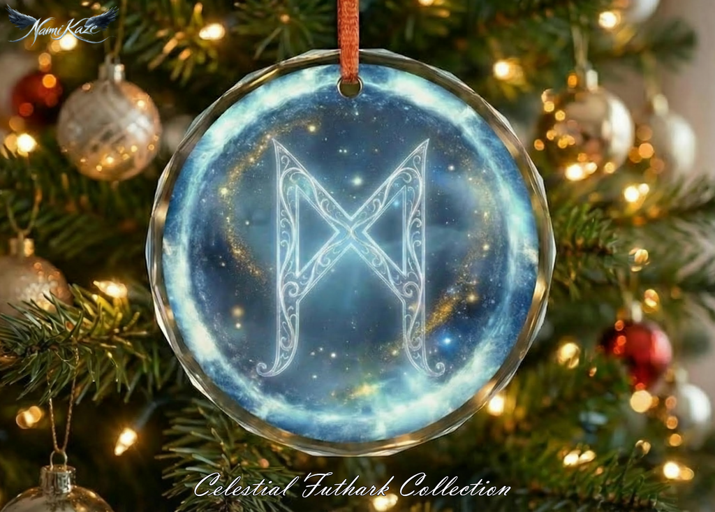 Mannaz Schutzrune – Kristallglas-Anhänger (Celestial Futhark Collection)