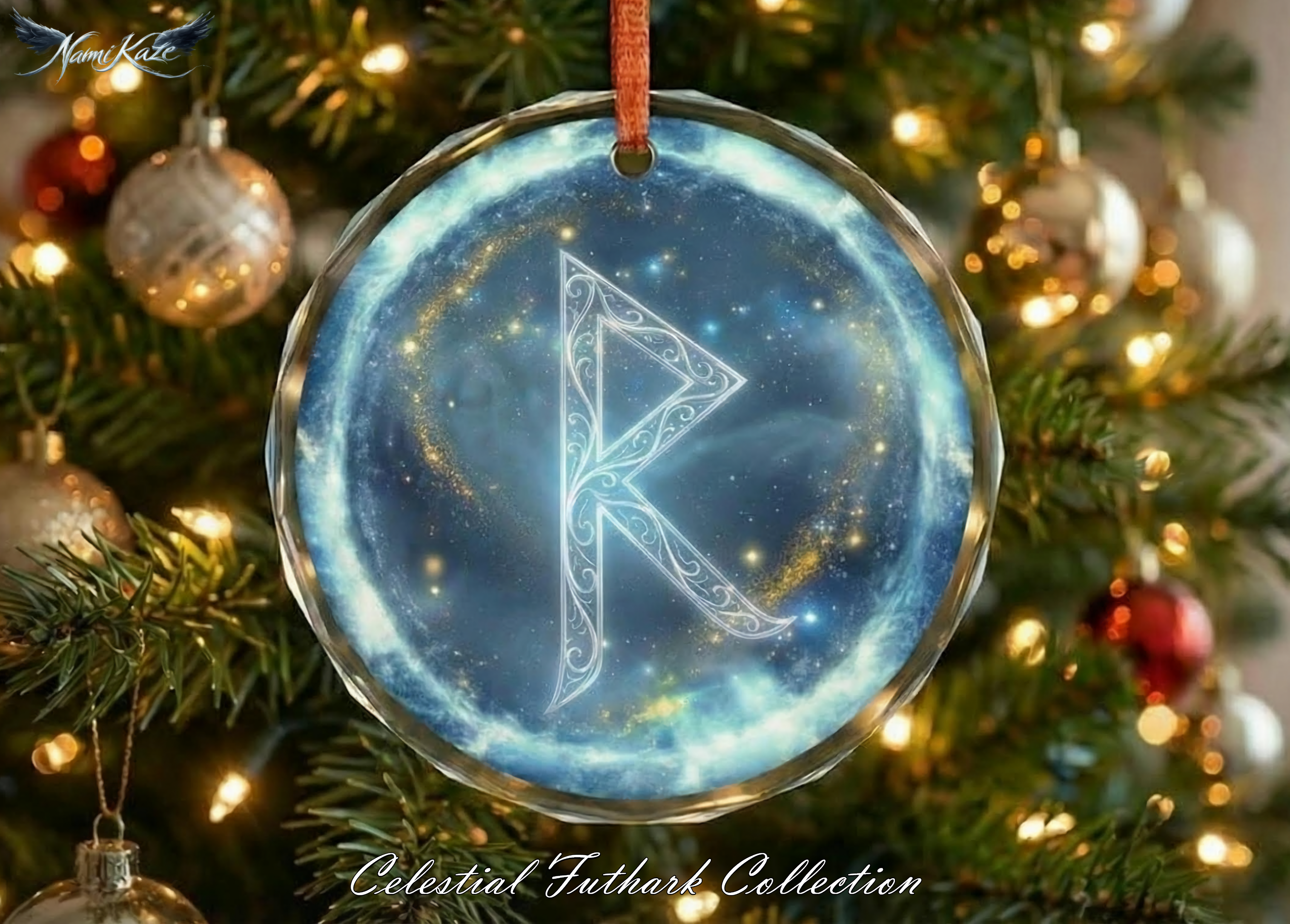 Raidho Schutzrune – Kristallglas-Anhänger (Celestial Futhark Collection)