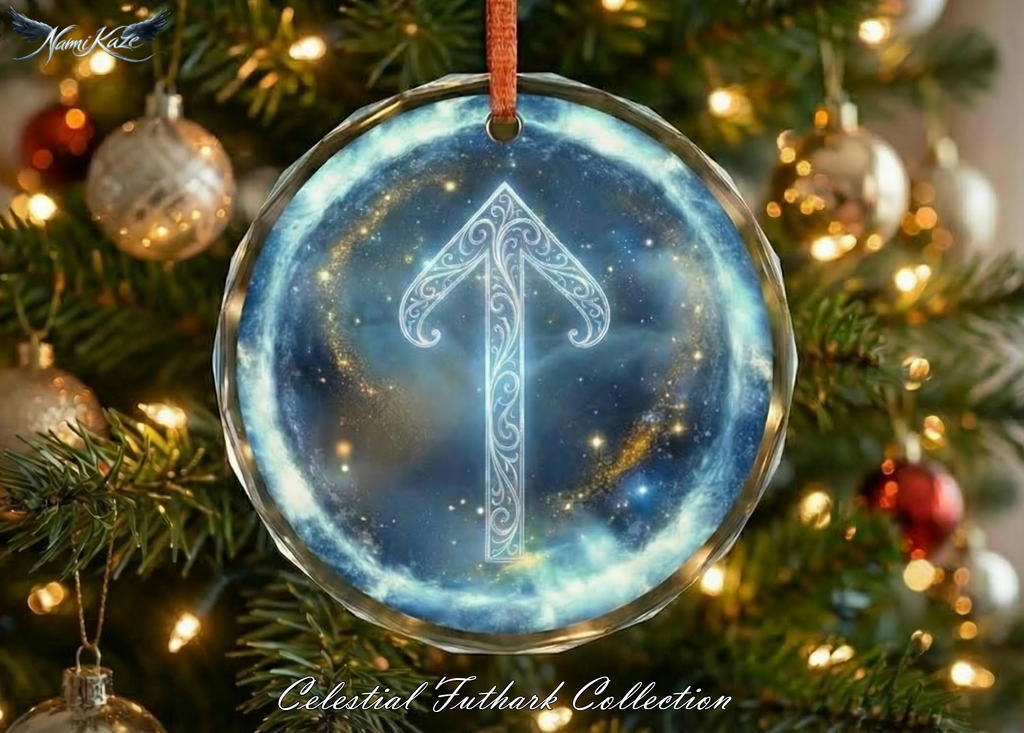 Tiwaz Schutzrune – Kristallglas-Anhänger (Celestial Futhark Collection)