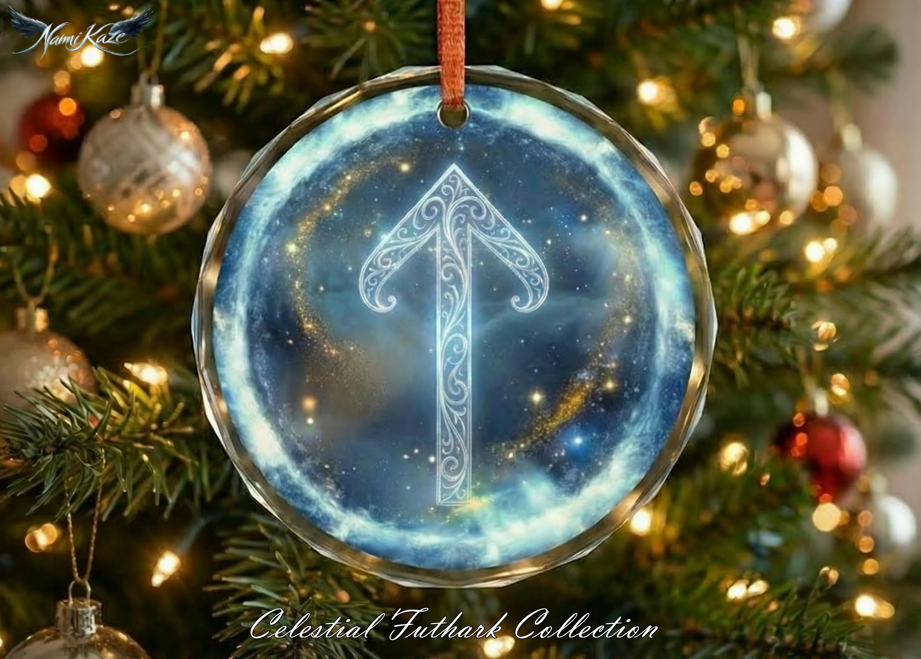 Tiwaz Schutzrune – Kristallglas-Anhänger (Celestial Futhark Collection)