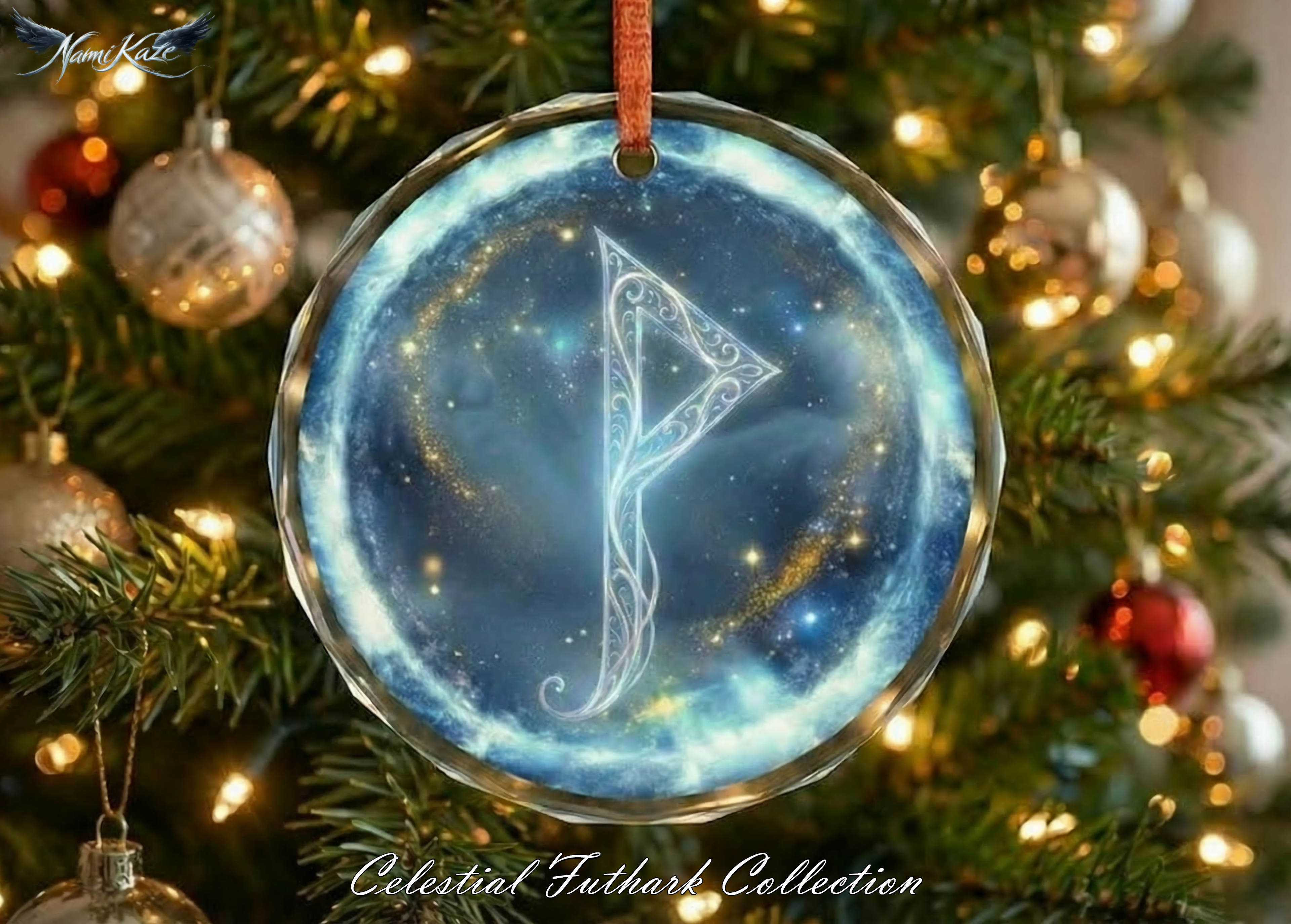 Wunjo Schutzrune – Kristallglas-Anhänger (Celestial Futhark Collection)