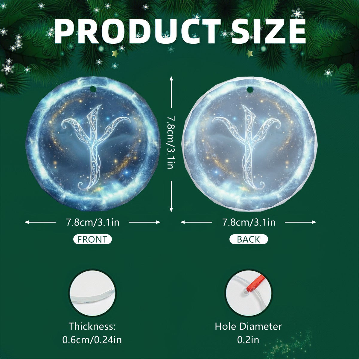 Algiz Schutzrune – Kristallglas-Anhänger (Celestial Futhark Collection)